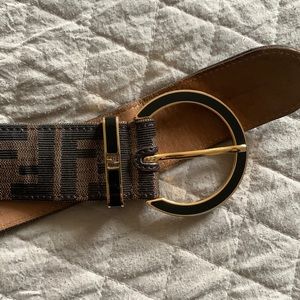 Fendi belt. Logo fabric, 40” from end to end. Width approximately 2”.
